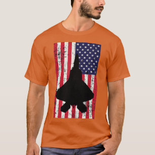 Patriotic F22 Raptor fighter jet American flag  T-Shirt
