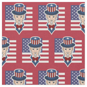 Patriotic fabric with uncle Sam cartoon