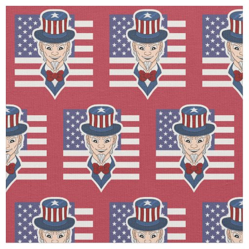 Patriotic fabric with uncle Sam cartoon