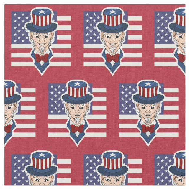 Patriotic fabric with uncle Sam cartoon (Close Up)