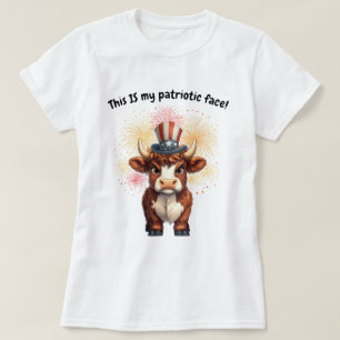 Patriotic face grumpy highland cow T-Shirt