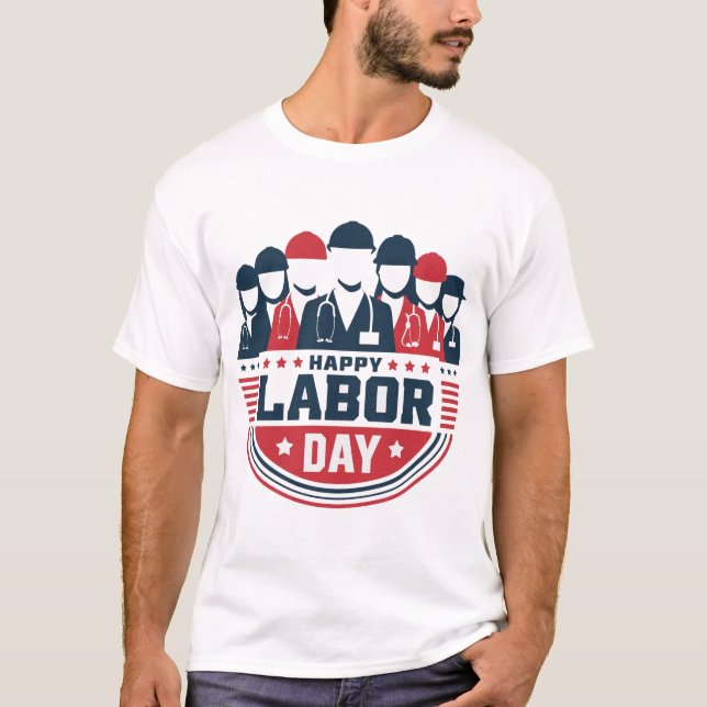 Patriotic Faceless Workers Labor Day T-Shirt  (Front)