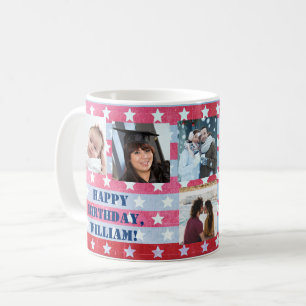Patriotic Faded American Flag Photo Collage Coffee Mug