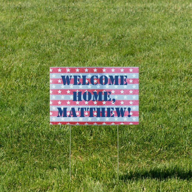 Patriotic Faded American Flag Stripes Personalized Sign (Insitu)
