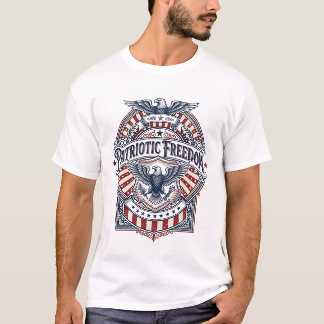 Patriotic Faith Over Fear USA Vector Graphic Tee (Front)