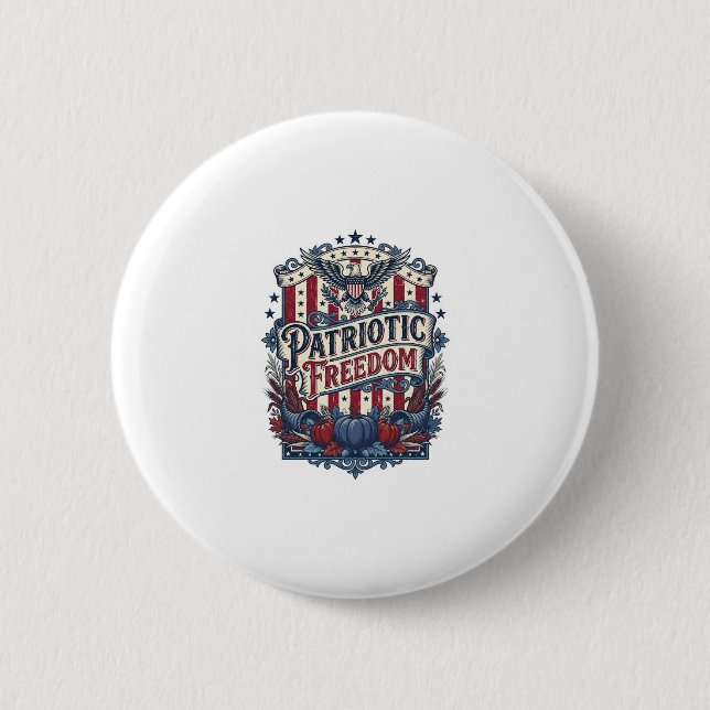 Patriotic Fall Harvest Vector Graphic Tee Button (Front)