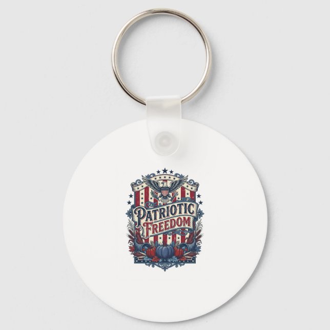 Patriotic Fall Harvest Vector Graphic Tee Keychain (Front)