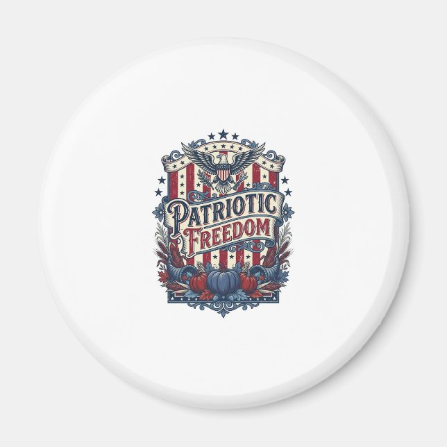 Patriotic Fall Harvest Vector Graphic Tee Magnet (Front)