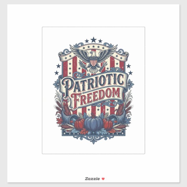 Patriotic Fall Harvest Vector Graphic Tee Sticker (Sheet)