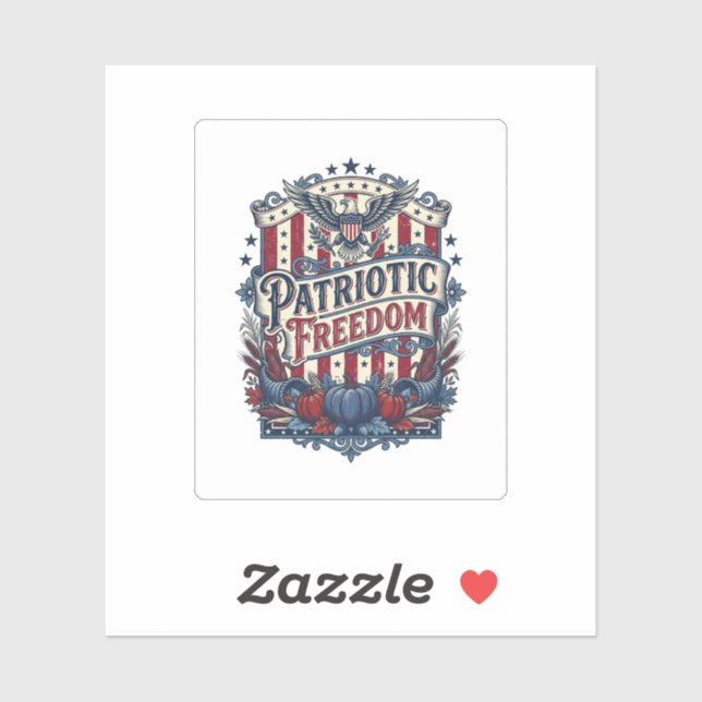 Patriotic Fall Harvest Vector Graphic Tee Sticker (Sheet)