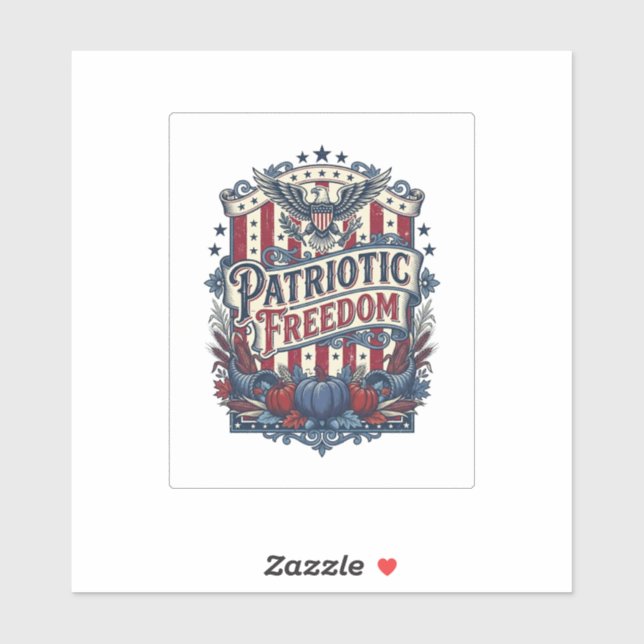 Patriotic Fall Harvest Vector Graphic Tee Sticker (Sheet)