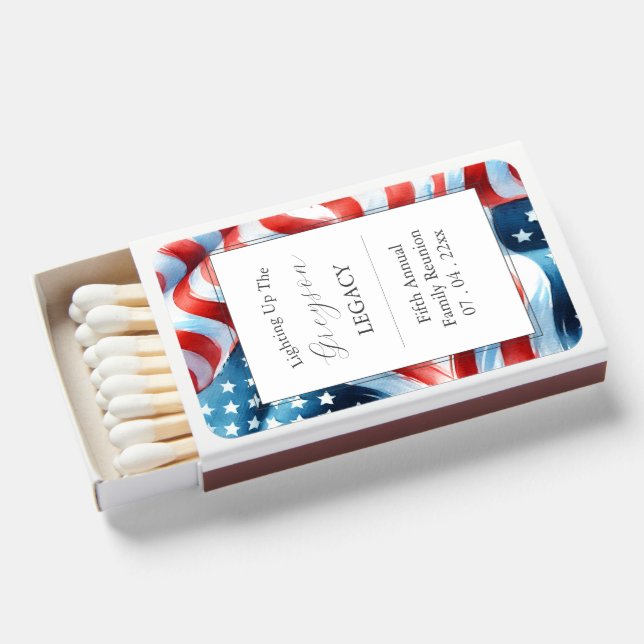 Patriotic Family Reunion Favors Matchboxes (Front Open)