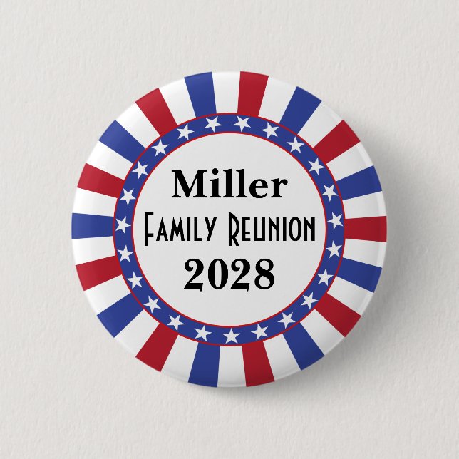 Patriotic Family Reunion Pinback Button (Front)