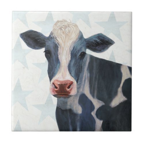 Patriotic Farm _ Cow Ceramic Tile