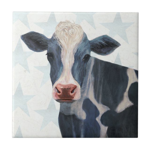 Patriotic Farm - Cow Ceramic Tile (Front)