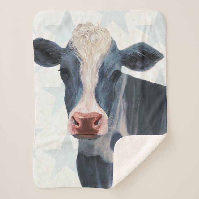 Patriotic Farm - Cow Sherpa Blanket (Front)
