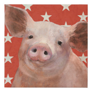 Patriotic Farm - Pig Faux Canvas Print