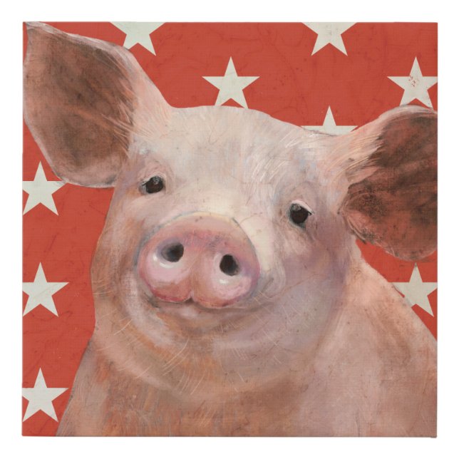 Patriotic Farm - Pig Faux Canvas Print (Front)