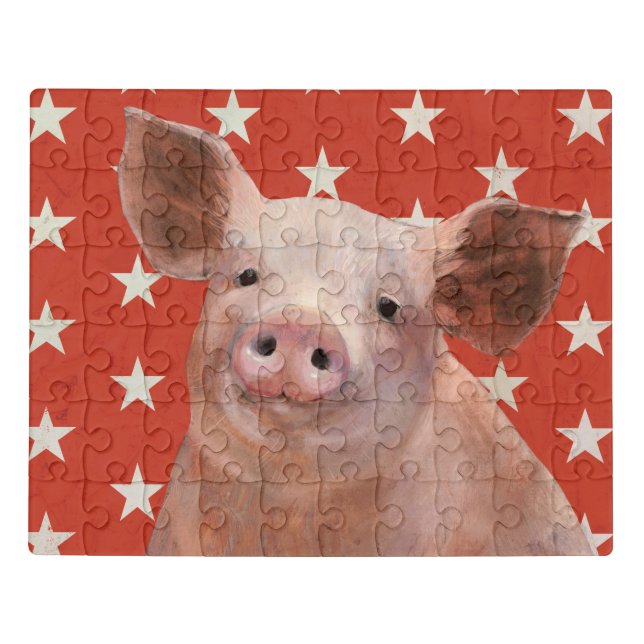 Patriotic Farm - Pig Jigsaw Puzzle (Puzzle Horizontal)