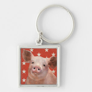 Patriotic Farm - Pig Keychain