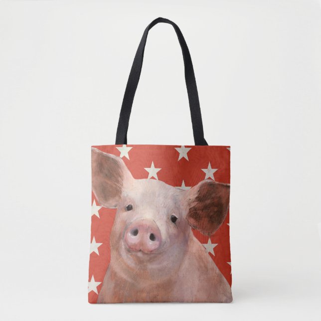 Patriotic Farm - Pig Tote Bag (Front)