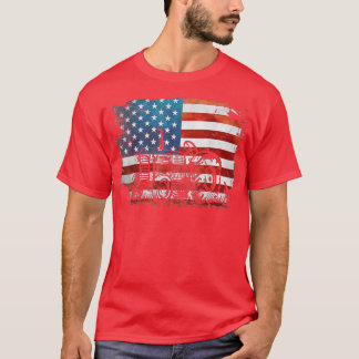 Patriotic Farmer American Flag Tractor 4th Of July T-Shirt