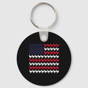 Patriotic Farmers 4th Of July American Flag Keychain