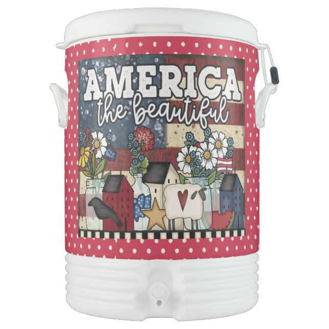 Patriotic Farmhouse  Beverage Cooler (Front)