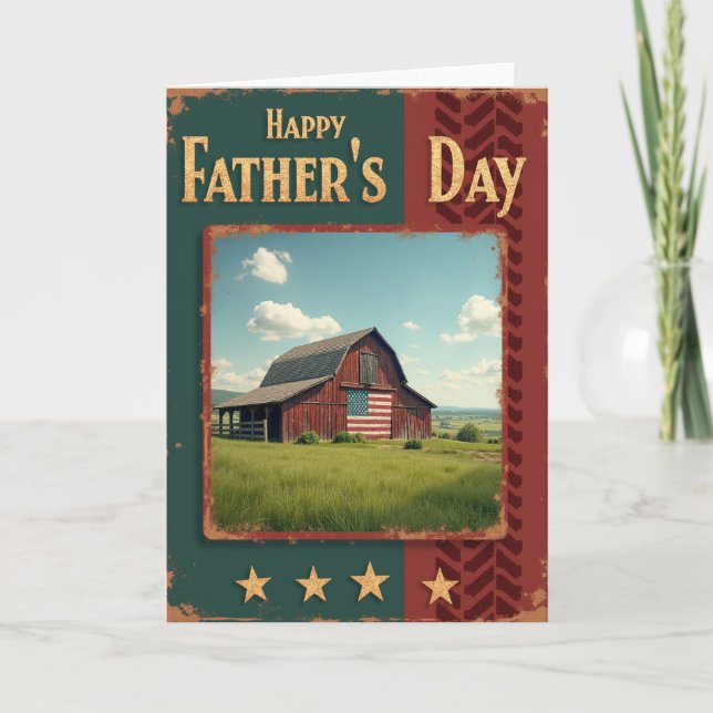 Patriotic Fathers Day Barn Card (Front)