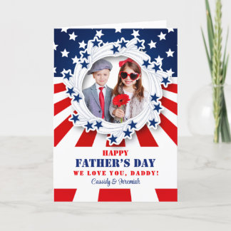 Patriotic Father's Day for Dad Serving with Photo Holiday Card