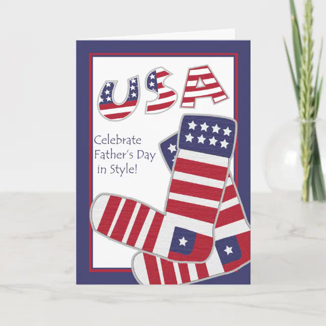 Patriotic Father's Day Socks, For Dad / Father Card | Zazzle