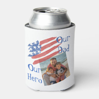 Patriotic Father's Day Stars & Stripes Photo Can Cooler