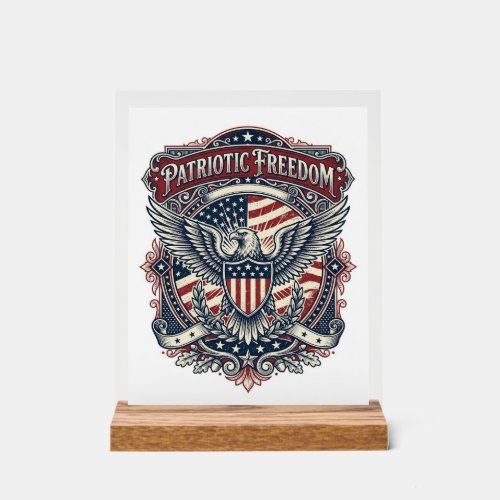 Patriotic Fathers Day Vector Graphic Tee Acrylic Sign