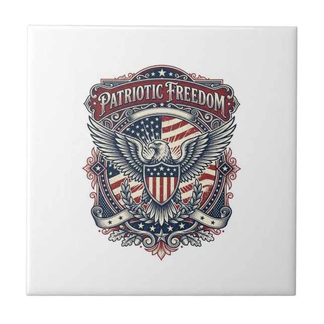 Patriotic Fathers Day Vector Graphic Tee Ceramic Tile (Front)
