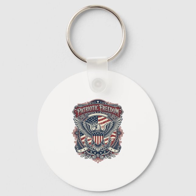 Patriotic Fathers Day Vector Graphic Tee Keychain (Front)