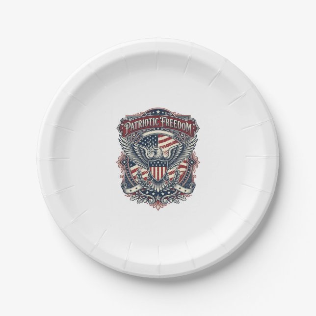 Patriotic Fathers Day Vector Graphic Tee Paper Plates (Front)