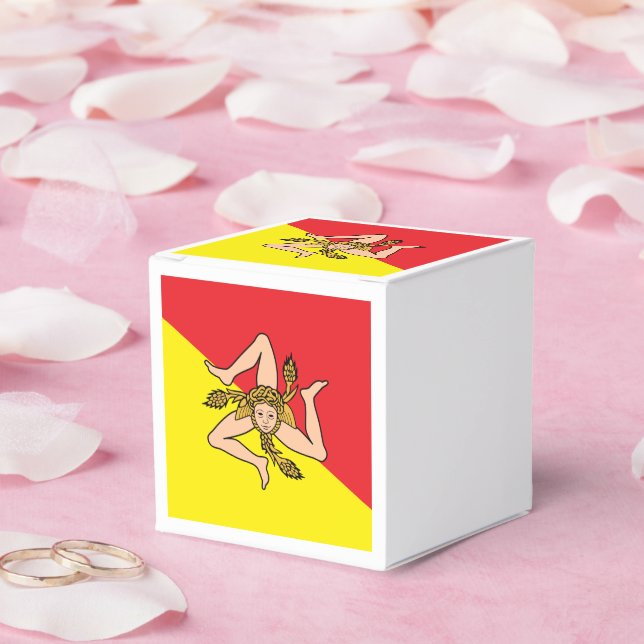 Patriotic favor box with Flag of Sicily, Italy (Wedding)