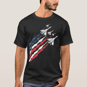 Patriotic Fighter Jet Airplane American Flag Vinta T-Shirt
