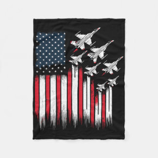 Patriotic Fighter Jets Usa Flag 4th Of July Jets L Fleece Blanket