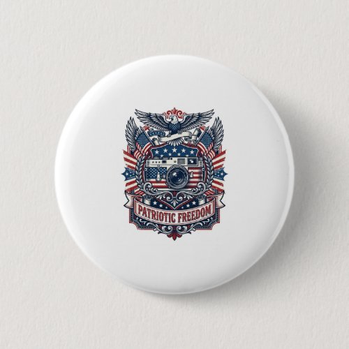 Patriotic Film Camera Lover Vector Graphic Tee Button