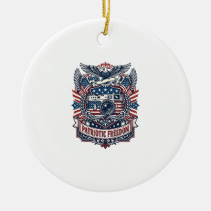 Patriotic Film Camera Lover Vector Graphic Tee Ceramic Ornament