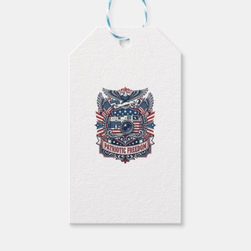 Patriotic Film Camera Lover Vector Graphic Tee Gift Tags