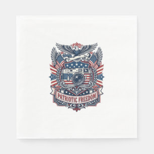 Patriotic Film Camera Lover Vector Graphic Tee Napkins