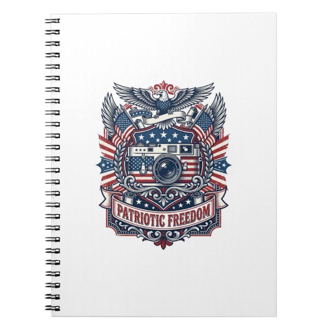 Patriotic Film Camera Lover Vector Graphic Tee Notebook (Front)