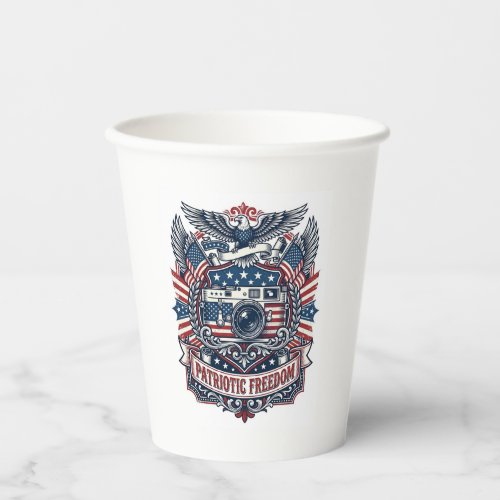 Patriotic Film Camera Lover Vector Graphic Tee Paper Cups