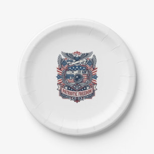 Patriotic Film Camera Lover Vector Graphic Tee Paper Plates