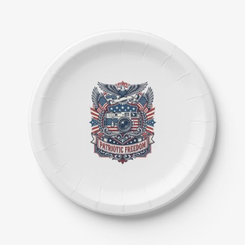 Patriotic Film Camera Lover Vector Graphic Tee Paper Plates