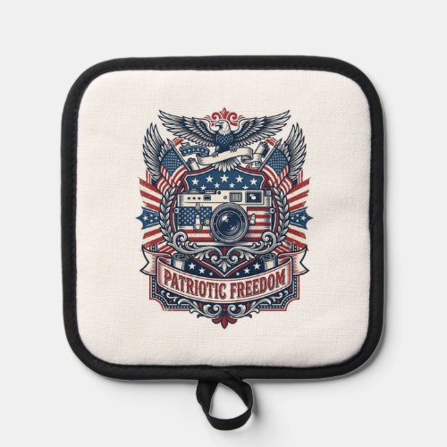 Patriotic Film Camera Lover Vector Graphic Tee Pot Holder