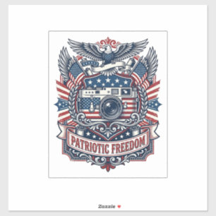 Patriotic Film Camera Lover Vector Graphic Tee Sticker