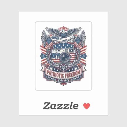 Patriotic Film Camera Lover Vector Graphic Tee Sticker